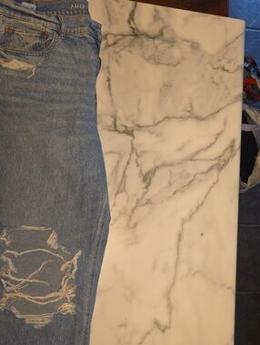 American Eagle Outfitters Light Blue Distressed Boyfriend Jeans, women's 14